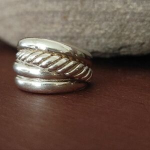 Golden Clef Sterling Ring Twisted Rope Style Arezzo Italy Size 8.5